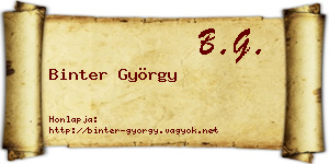 Binter György névjegykártya