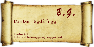 Binter György névjegykártya