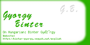 gyorgy binter business card